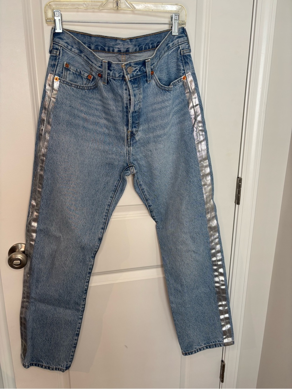 Levi's Light Blue Denim 501 Jeans with Silver Side Tape Women’s size 29